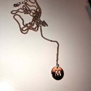 Rose gold  M drop necklace